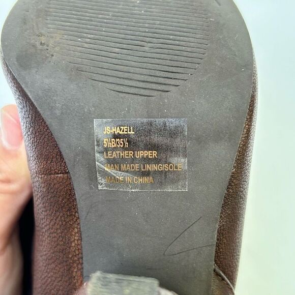 JS Hazell Brown Leather Ankle Boots Cone Heel Buckle Size 5.5 - Picture 3 of 6